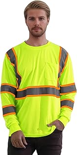 W&H Hi Vis Safety Long Sleeve Shirts Reflective High Visibility Birdeyes Class 3 Shirts,Construction Work