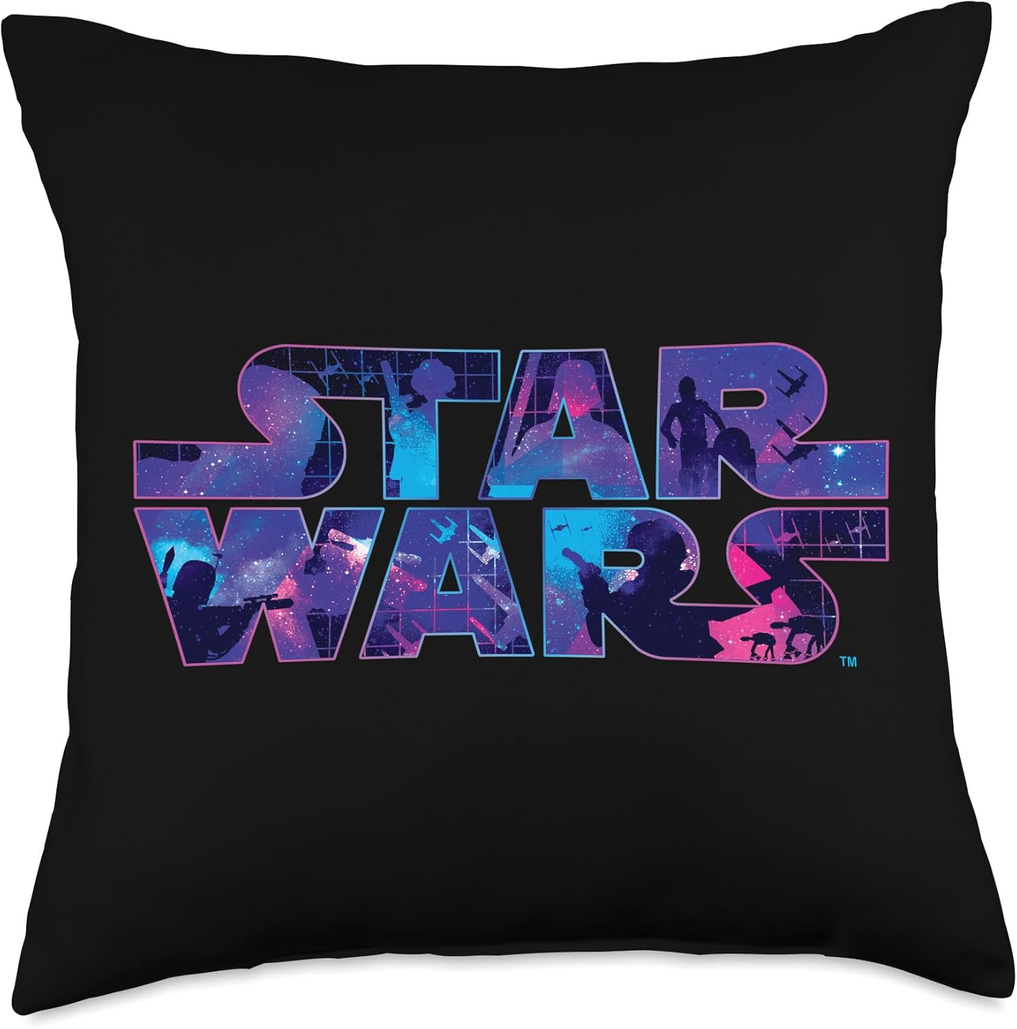 Star Wars Logo Retro 90s Galaxy Throw Pillow