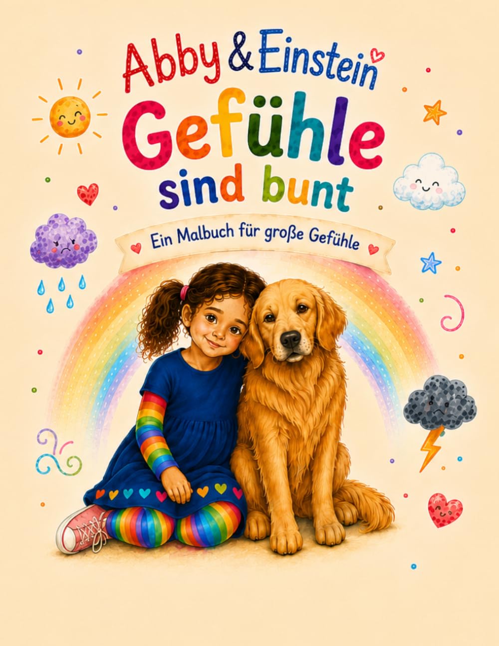 Abby und Einstein - Gefühle sind bunt: Ein liebevoll gestaltetes Malbuch über Gefühle, Emotionen und Selbstwahrnehmung - inklusive Gefühleuhr zum Basteln