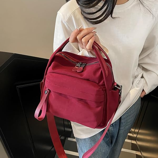 BFDSGWQ Bolso bandolera informal de nailon para mujer, Bolso de hombro ligero e impermeable, Bolso de viaje con múltiples bolsillos - 5