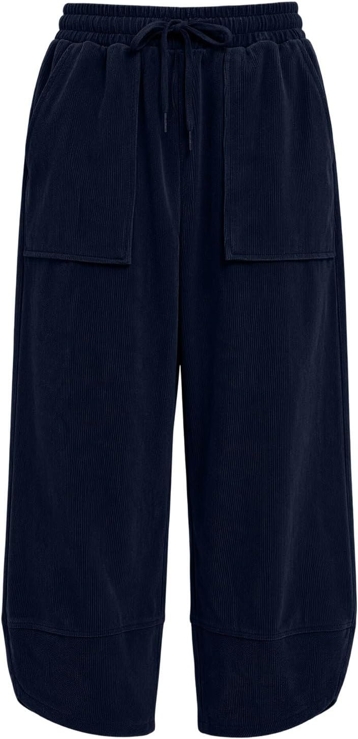 Womens Corduroy Tapered Pants High Waist Elastic Pants for Women
