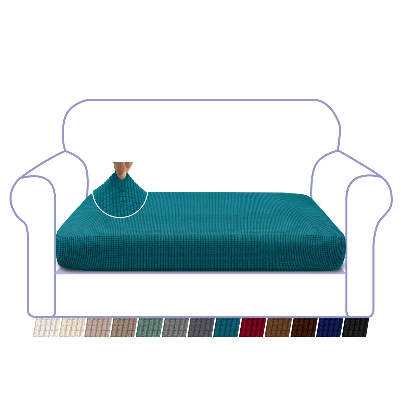 Granbest High Stretch Sofa Sitzkissenbezug Superweicher Sofa Sitzbezug Sitzkissenschutz Jacquard Spandex Stoff mit Elastischer Unterseite