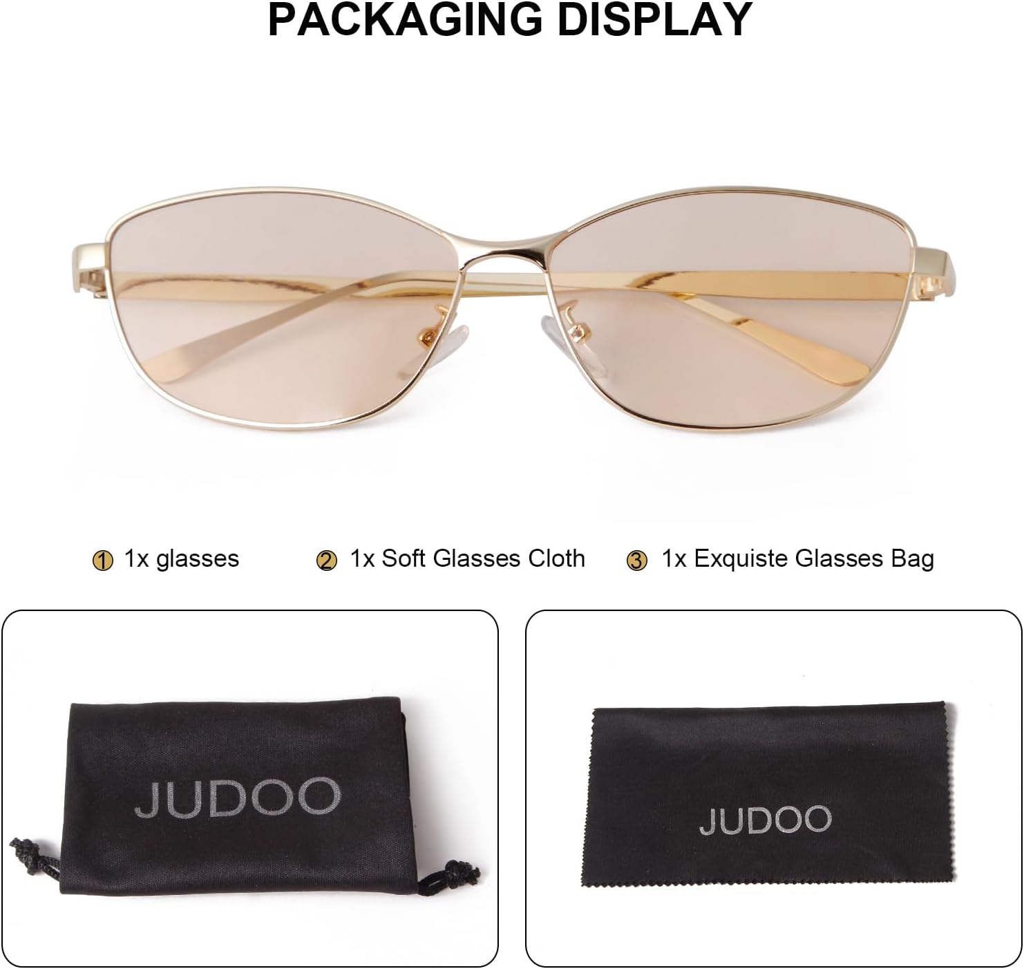 JUDOO 2026 Retro Rectangle Sunglasses for Women Men, 99% UV Protection, Vintage Metal Frame Fashion Sunnies - Image 6