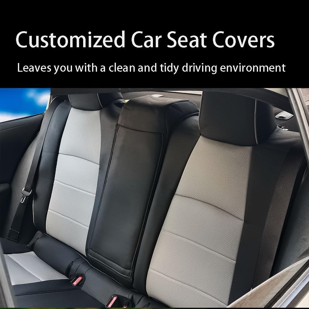 CocheFamilia Custom Fit Corolla Car Seat Covers for Select 2023 2024 2025 Toyota Corolla LE - Full Set,Leather (Black and Grey)