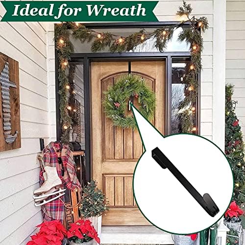 Wreath Hanger for Front Door,Christmas Wreath Door Hanger,Metal Door Hooks,Over The Door Hanger for Christmas Home Office Wall Wedding Wreath Display (2Pcs, Black)