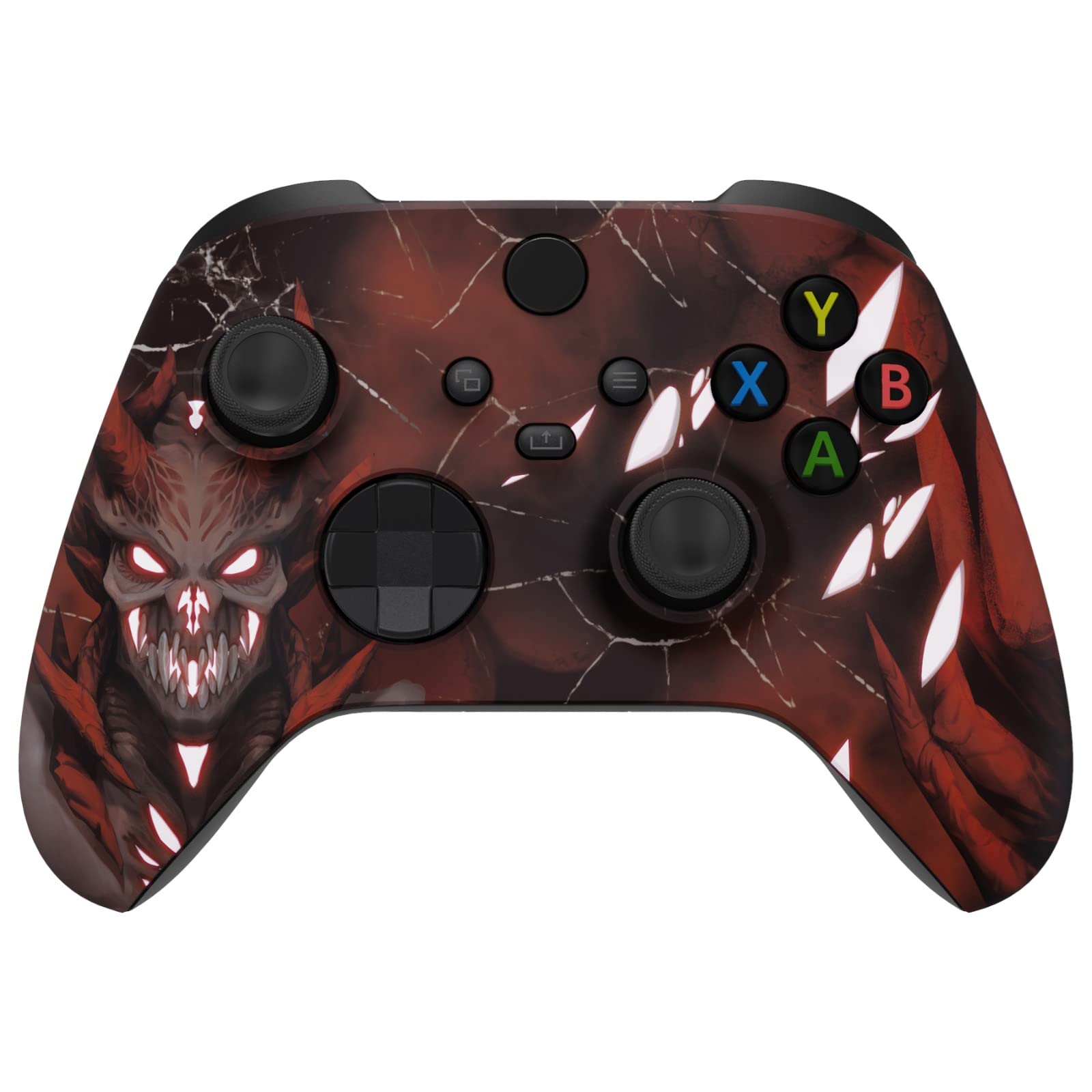 eXtremeRate Coque Personnalisée pour Xbox Séries X/S, Coque Avant pour Xbox Séries X/S Manette, Glow in Dark, Démon écarlate