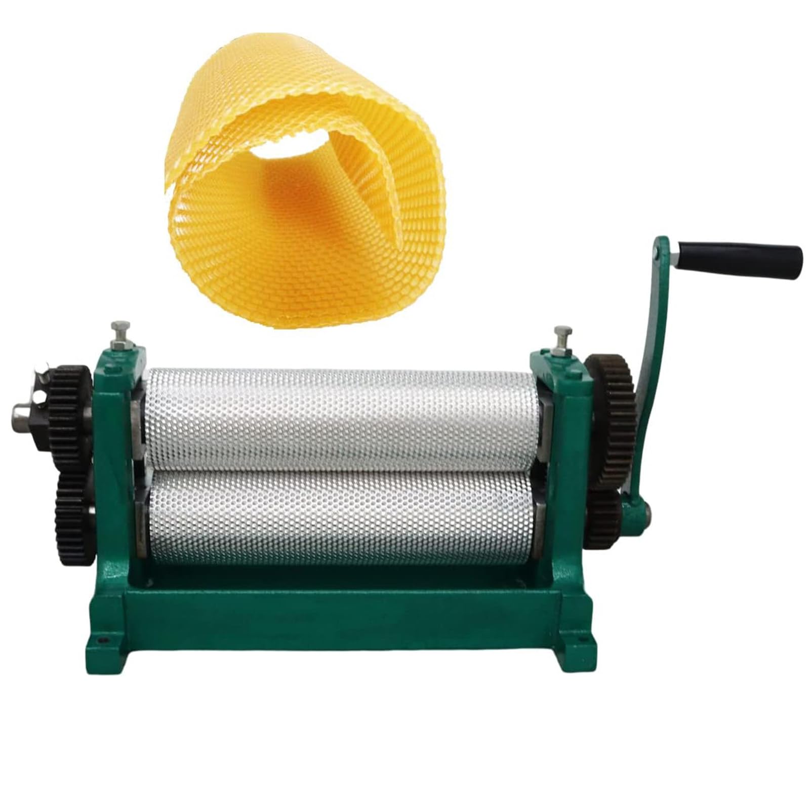 ZenSeFarin Foundation Mill with Engraved Rollers,86 X 310Mm Manual Beeswax Comb Foundation Roller Mill Machine 4.9Mm/5.1Mm/5.4Mm Beeswax Roller for Producing Honeycomb Foundation Sheets 4.9㎜