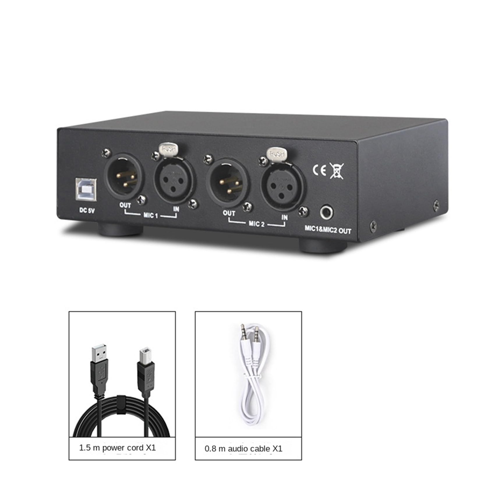 2X Alimentazione Phantom Un Doppia Uscita Mista USB 48V per Microfoni Un Condensatore Apparecchiature di Registrazione Musicale
