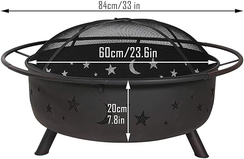 Miniatura 5 de Firepit de metal para patio trasero con cubierta de malla de chispa para barbacoa con cubierta de malla para póker de gran tamaño de acero
