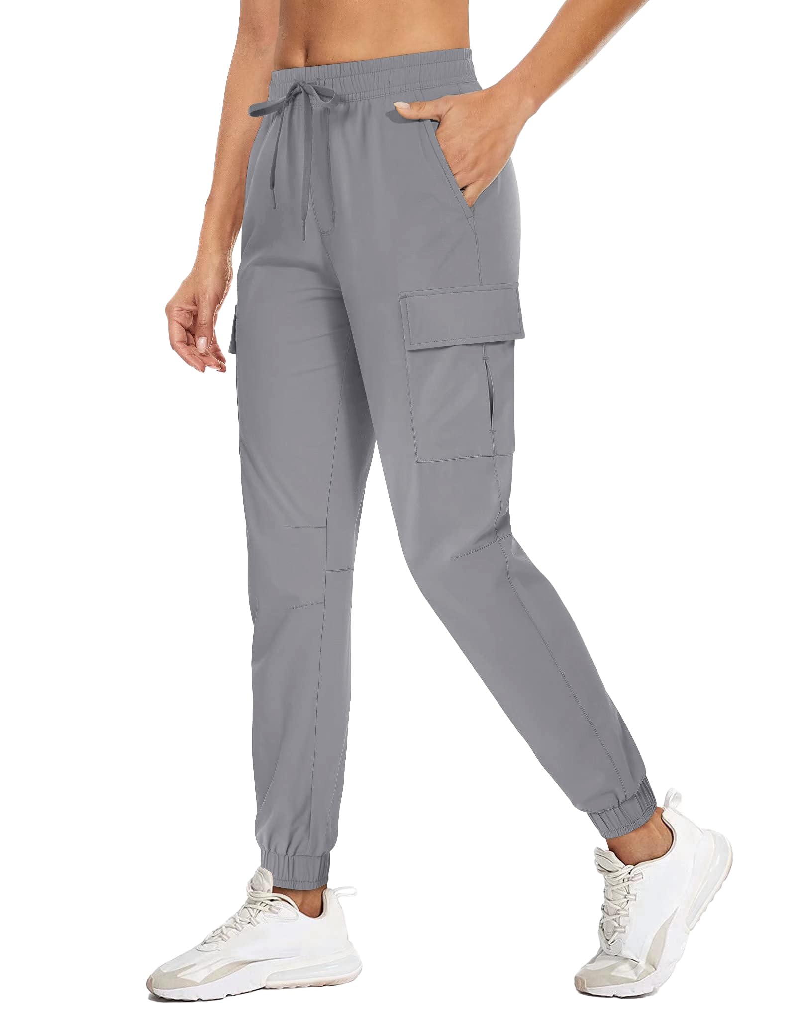 MAGCOMSEN size Large Women's Hiking Pants Lightweight Cargo Joggers Quick Dry Water Resistant Athletic Pants with 5 Pockets