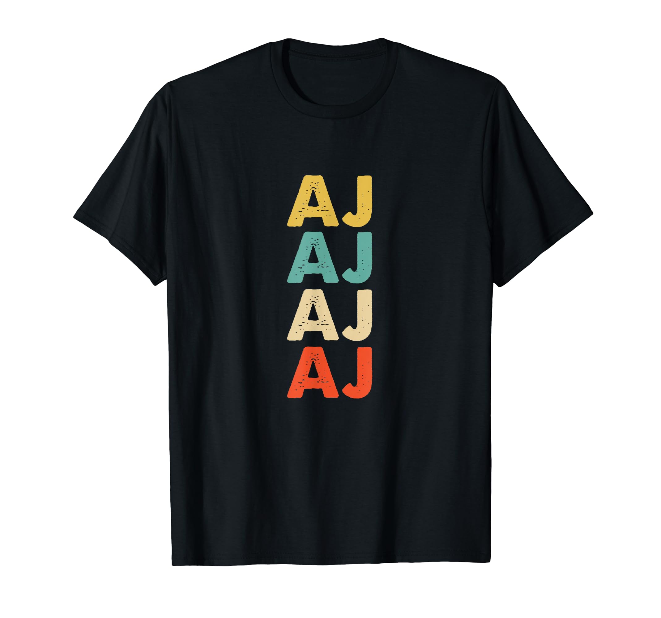 Aj Name Shirts & GiftsUnisex-Adults Personalized Aj Name T-Shirt Black Small Classic Fit Crew Neck Short Sleeve