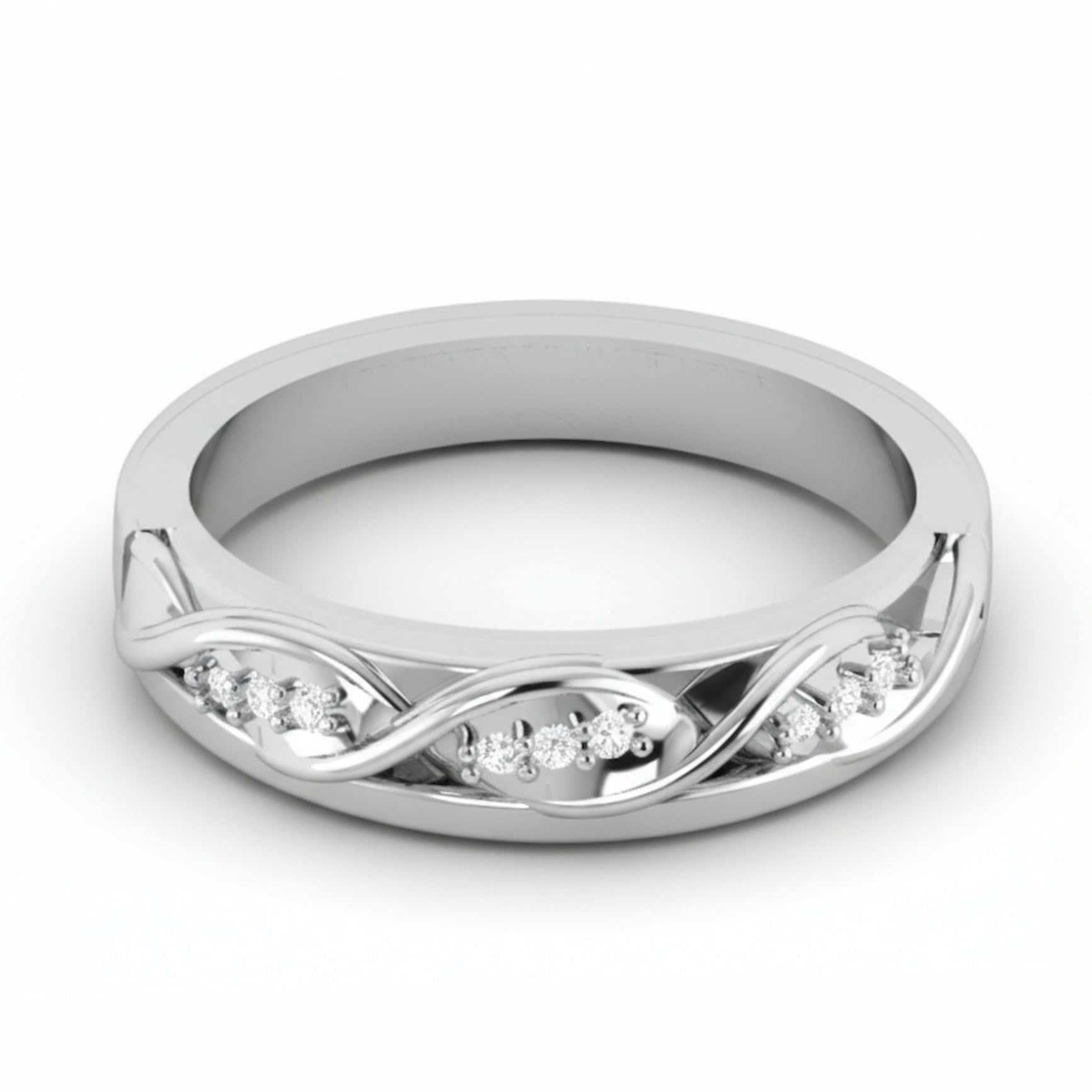 nishav jewellers 925 Sterling Silver Infinity Weave Diomond Band Ring CR 12-picture-40