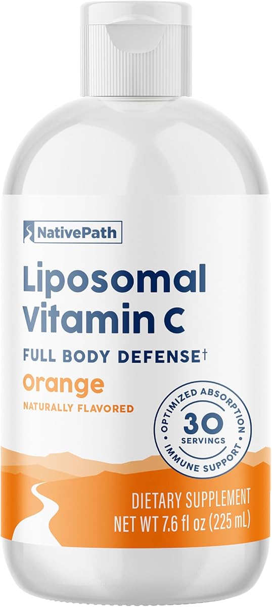 NativePath NativePath Liposomal Vitamin C 500mg with Amla Extract - High Absorption Immune Support Supplement - Orange Flavor, 30 Servings