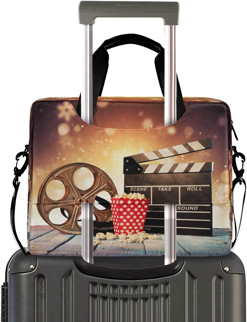 Laptop Bag Film Popcorn Movie Clapboard Laptop Sleeves Case for 13 14 15.6 Inch Computer Tablet Briefcases Carrying Case Shoulder Bag for School Work
