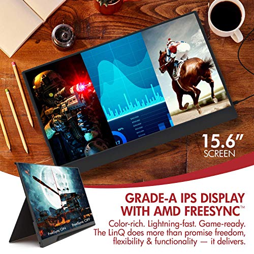 Viotek Linq 16 Inch Portable Monitor – Full Hd 1080P Thin Ips Panel W/Built In Speakers, (2X) Usb Type C, (1X) Hdmi Mini, (1X) 3.5Mm Audio Port - For Laptop, Tablet Or Mobile Smartphone (P16C) #TOP5
