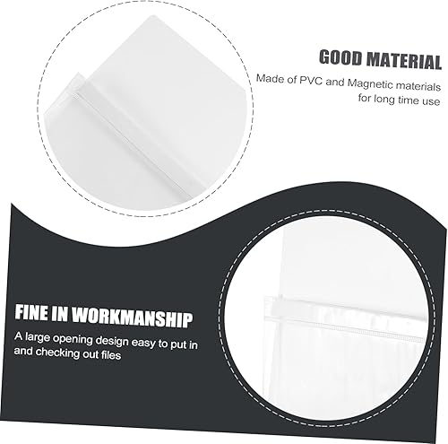 Miniatura 4 de Operitacx Bolsa magnética para buggy, carpeta de archivo de pared, bolígrafo magnético, bolsillo magnético, bolsa de bolígrafo, archivador de papel,