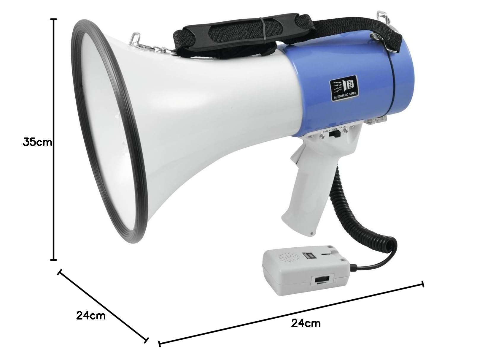 Omnitronic MP-25 Megaphon | Leistungsstarkes 25-Watt-Megaphon mit Sirene | Durch hochwertiges Kunststoffgehäuse (ABS) schlag- und kratzfest