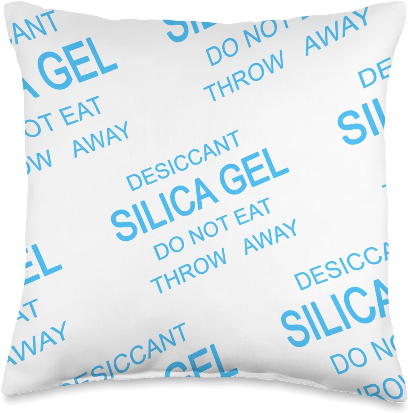 Silica Gel Desiccant Pack Light Blue Packet Funny Novelty Throw Pillow
