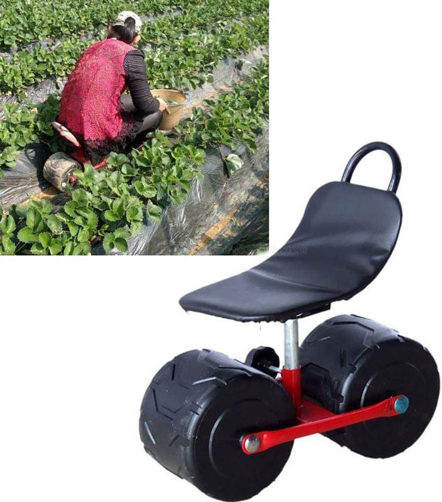 Yrainy Garden Scoot with Swivel Seat, Work for Garden, Household & Workshop - Garden Trolley with Air Chamber Seat, Garden Cart W/Rolling Seat