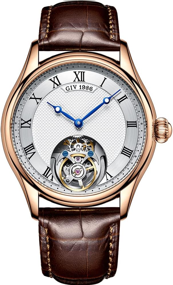 AESOP Tourbillon Men Mechanical Watches Luxury Skeleton Hand Wind Wristwatches Stainless Steel Sapphire Crystal Waterproof Dress Business Watch with Genuine Leather Strap