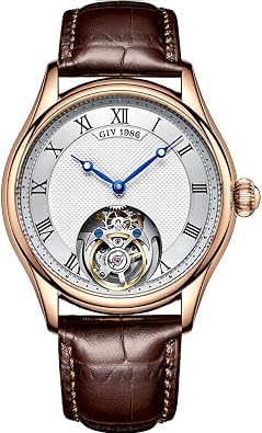 AESOP Tourbillon Men Mechanical Watches Luxury Skeleton Hand Wind Wristwatches Stainless Steel Sapphire Crystal Waterproof Dress Business Watch with Genuine Leather Strap