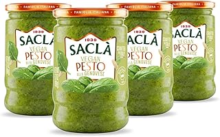 SACLA Vegan Basil Pesto alla Genovese 4-Pack | Dairy-Free Pesto Sauce ma...