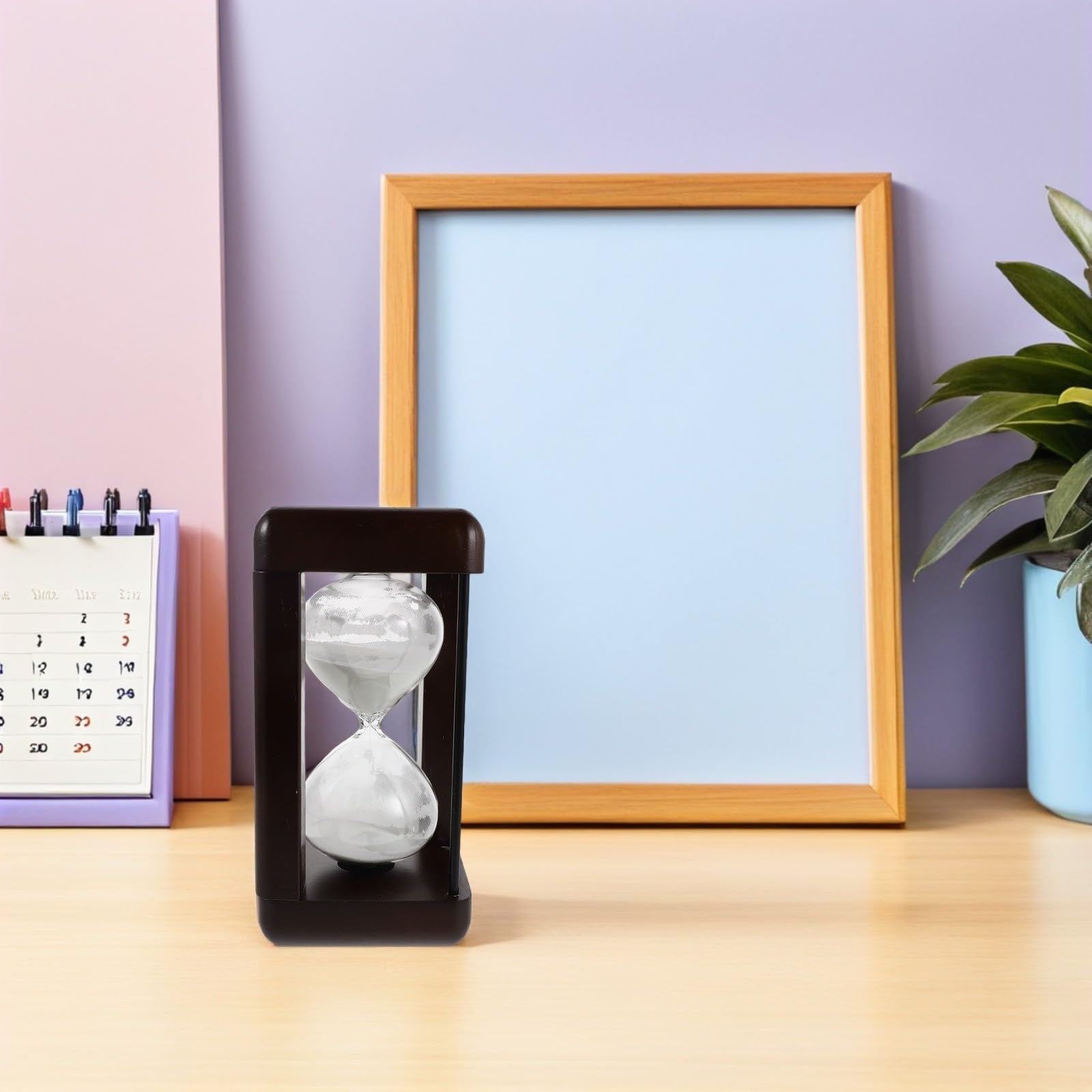 Zerodeko Tisch Sanduhr Ornament aus Glas und Holz 60 Minuten Sanduhr Weiß Vintage Deko für Büro und Outdoor Events