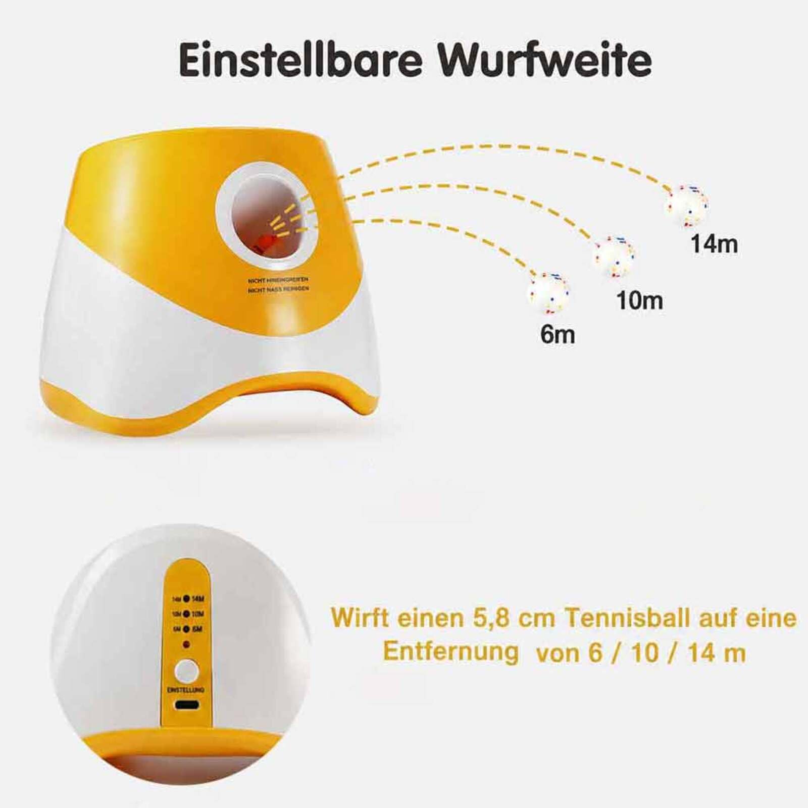 Ballwurfmaschine Hunde, Automatischer Hundeballwerfer mit Tennisball, Interaktives Hundespielzeug für Indoor und Outdoor
