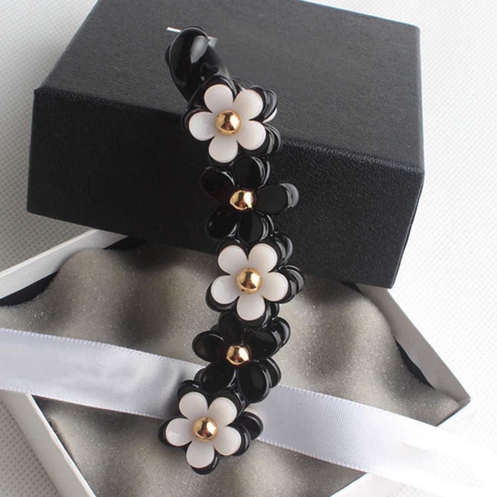 Lurrose Banana Hair Clips Toothed Ponytail Holder Strong Tension Hair Claw Flower Barrette for Women Girls,Black - Image 2