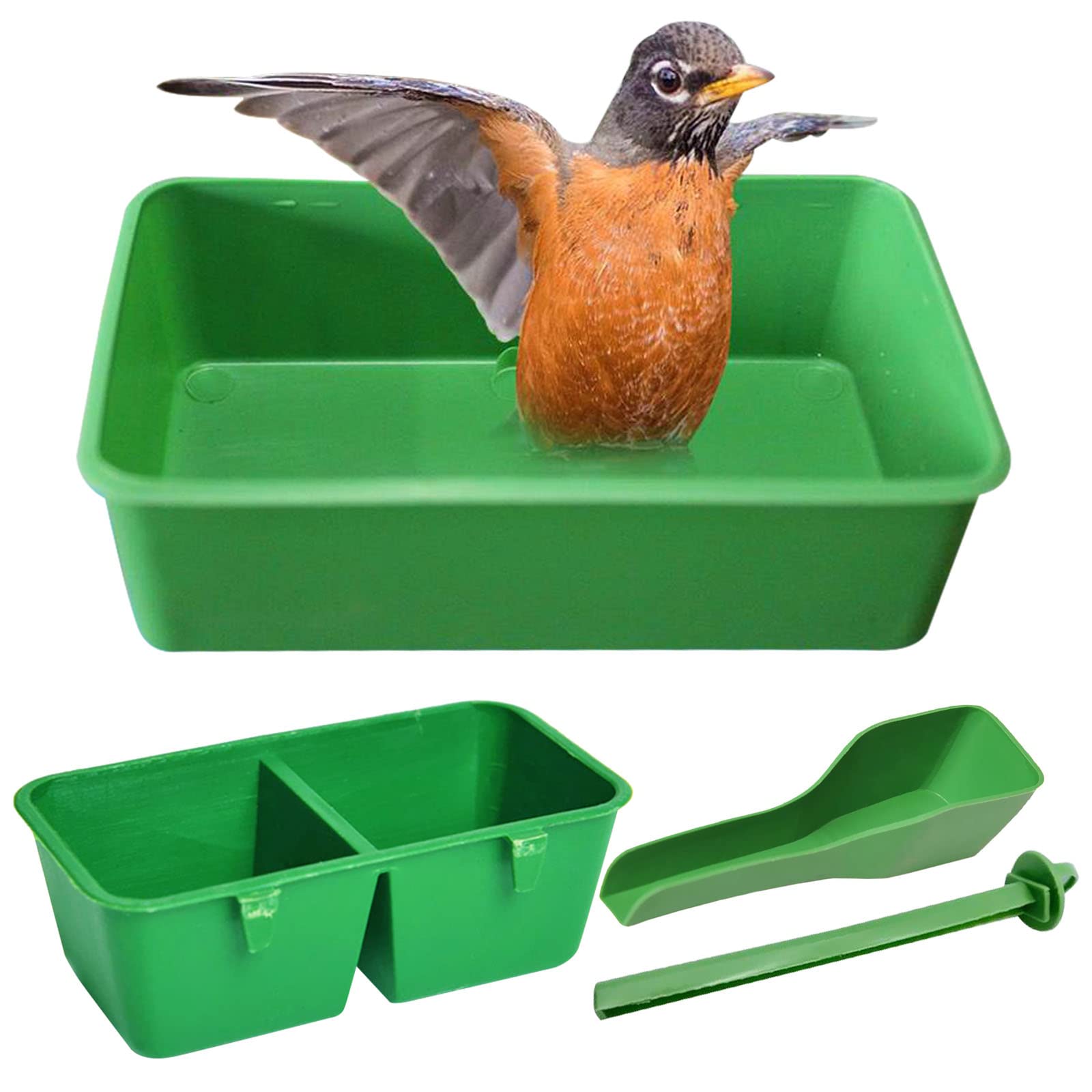 CHENKEE Birds Cage Cup, 2 PCS Bird Feeder Plastic Bird Water Food Bowl Poultry Cage Cup Waterer Feeder Hanging Food Dispenser Bird Cage Accessories for Parrots Lovebirds and Hens