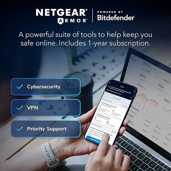 NETGEAR Orbi 970 Series Quad-Band WiFi 7 Router (RBE971S), Security Features, Covers 3,300 sq. ft., 200 Devices, 10 Gig Internet Port, Expandable Mesh System, BE27000 27.0 Gbps Free Expert Help