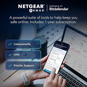 NETGEAR Orbi 970 Series Quad-Band WiFi 7 Router (RBE971S), Security Features, Covers 3,300 sq. ft., 200 Devices, 10 Gig Internet Port, Expandable Mesh System, BE27000 27.0 Gbps Free Expert Help