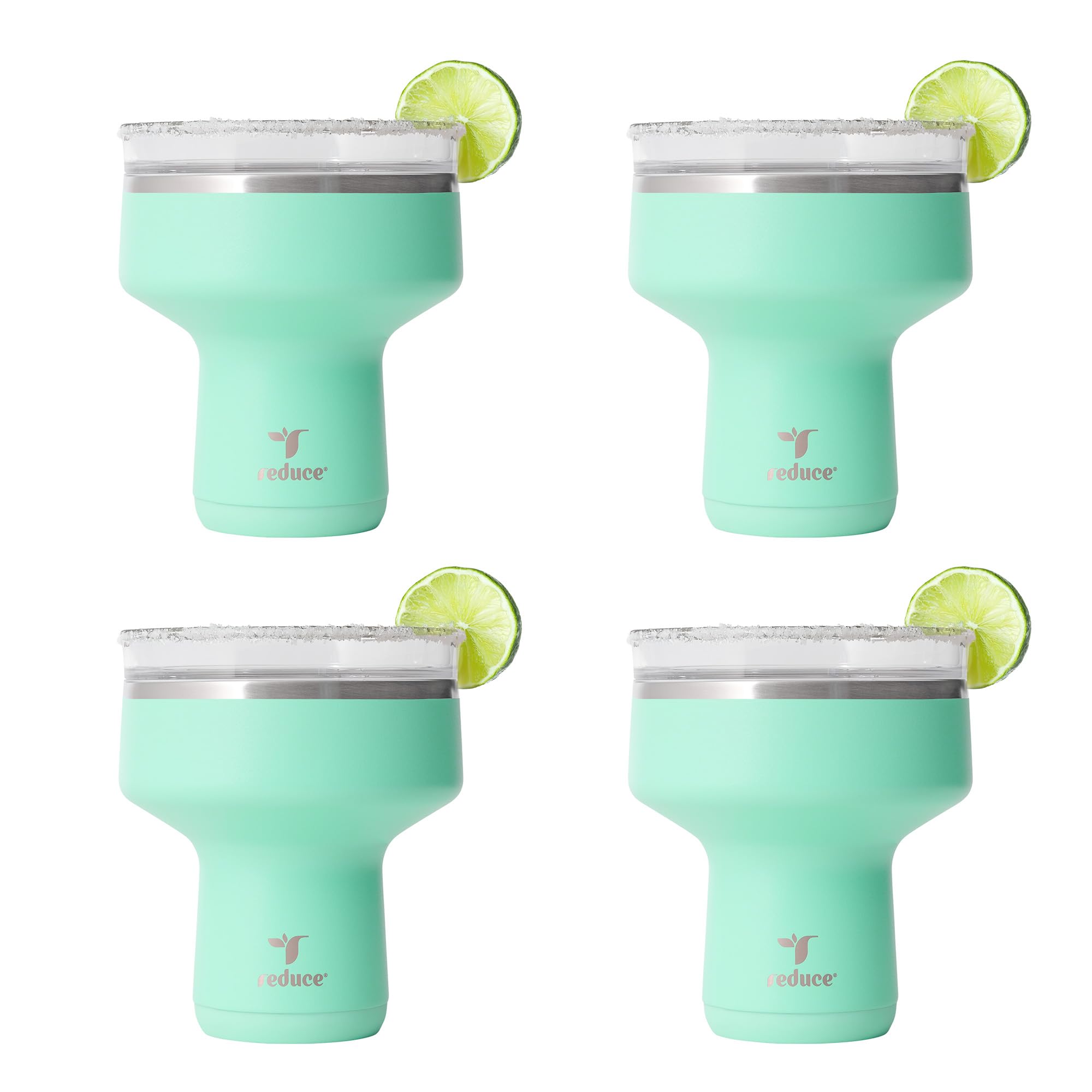 REDUCE Saltini 16oz Cocktail Tumbler - Insulated Margarita Tumbler with Lid - Keeps Drinks Cold for 10 Hours-360 Sippable Martini Glass Alternative-Shatterproof Perfect for Parties- Saltwater - 4 Pack