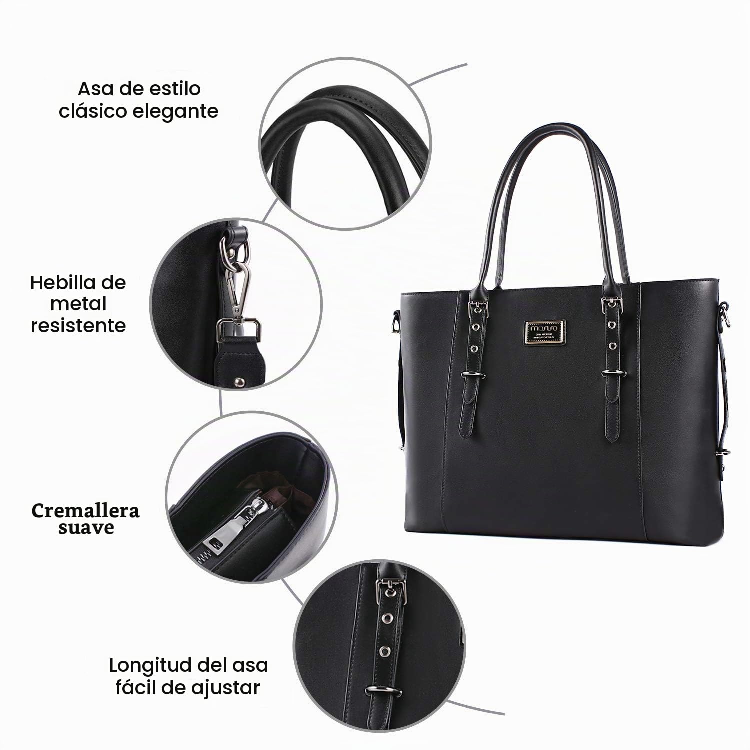 MOSISO Laptop Tote Bolsa PU Leather Bandolera Bolso Compatible con MacBook&Notebook Gran Capacidad con Compartimento Acolchado