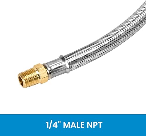 Miniatura 5 de Stanbroil Manguera trenzada de acero inoxidable con coleta de propano RV de 12 pulgadas, conexión tipo 1 con NPT macho de 1/4 pulgadas para