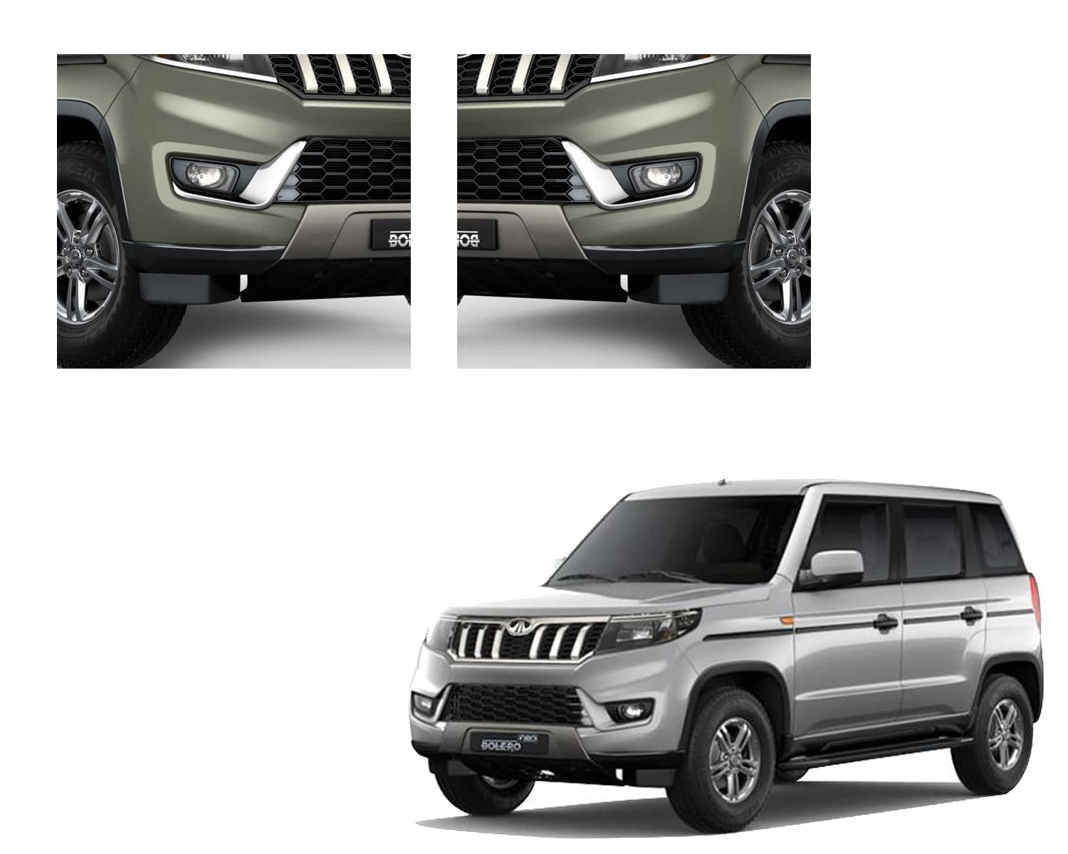 BuBu Car Silver Plated Chrome Fog Lamp Frame Cover Compatible with Mahindra Bolero NEO Car (Set of 2)-image-25