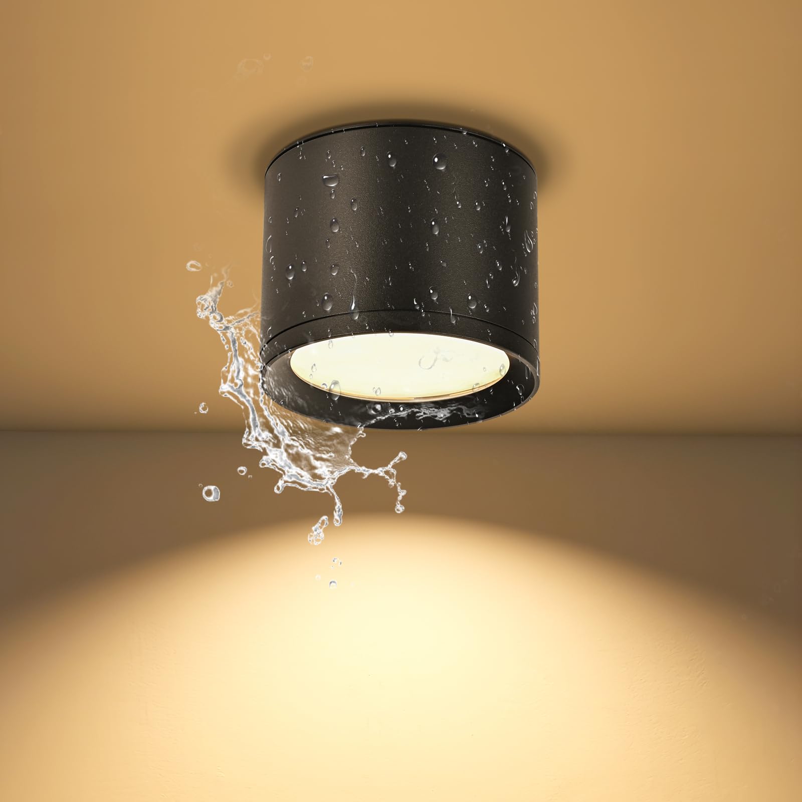 Temgin Faretti LED Neri da Soffitto Rotondo Cubo Faretto Cucina per Interni Senza Forare, 12W IP65 Plafoniera Bagno Corridoio Cilindro Bianco Caldo Esterno IRC82 Non da Incasso 10cm Alluminio 2 Pezzi