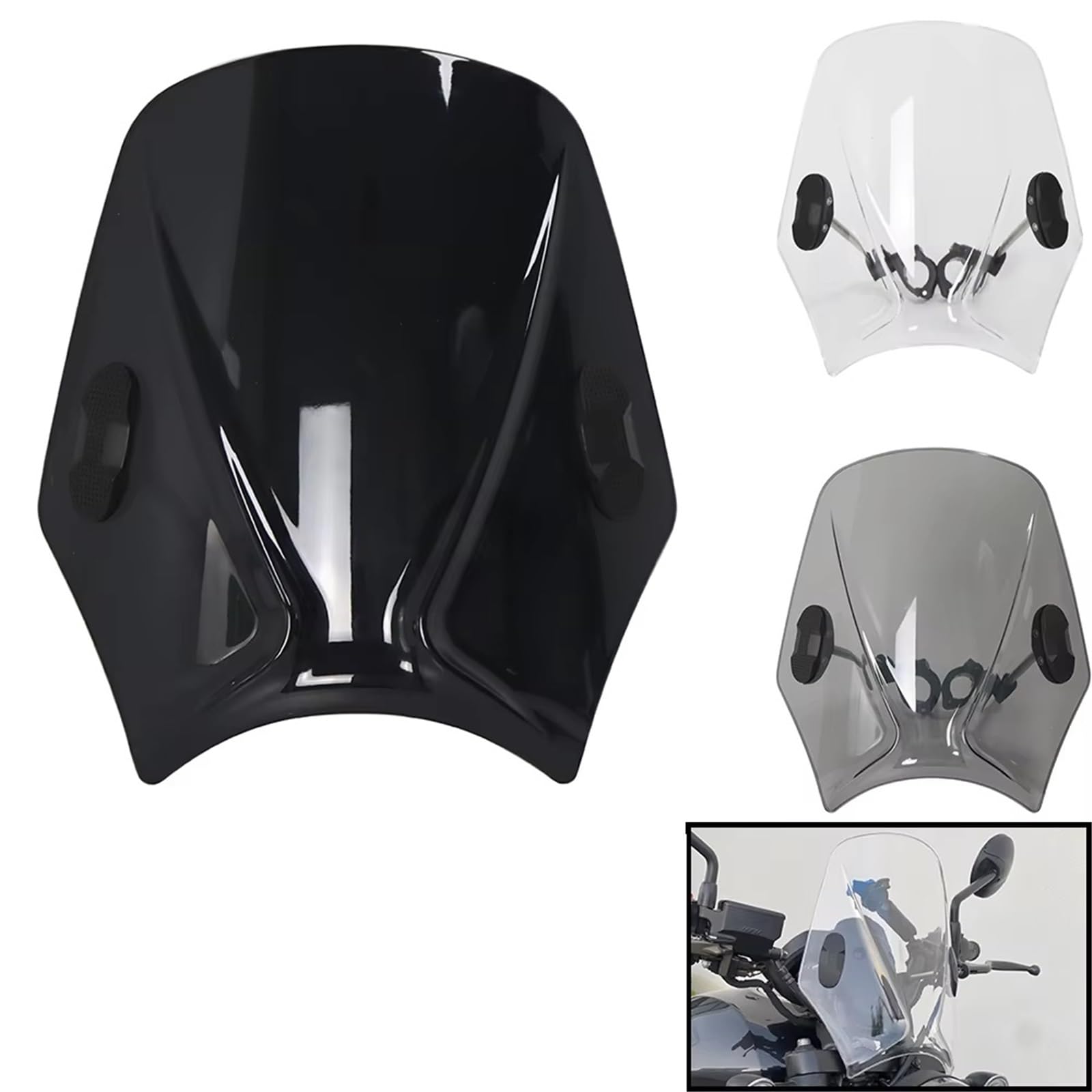Cupolino Touring Per BENELLI Per LEONCINO 250 2020-2024 500 2016-2024 Parabrezza Per Moto Faro Tondo Moto Da Strada Parabrezza Deflettore Moto(Light Grey)