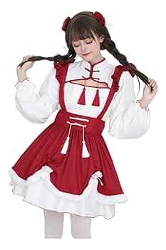 メイド服 制服 コスプレ衣装 ワンピース+蝶ネクタイ 赤 2XL メイド服 制服 コスプレ衣装 ワンピース+蝶ネクタイ 赤 2XL