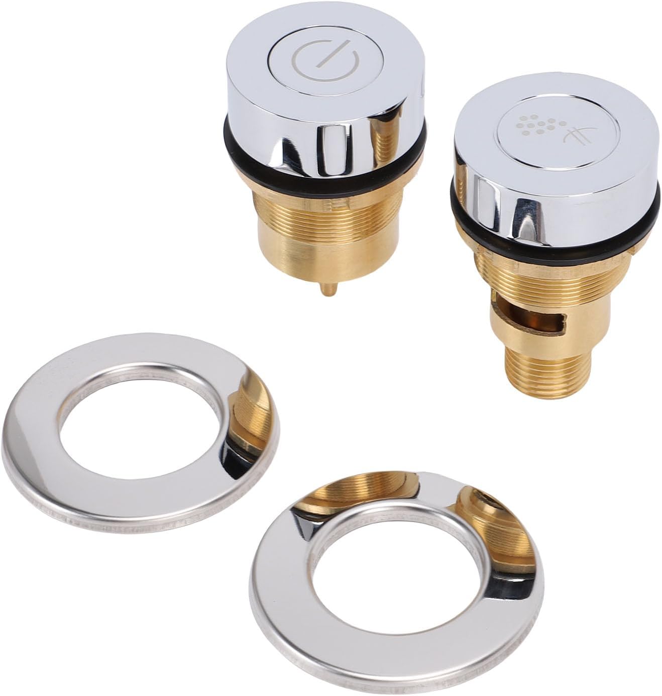 Fafeicy Copper Push Air Switch Button, Pneumatic Control Design for Effortless Operation with Rustproof Metallic Finish, for Bathtub Spa Massage Garbage Disposal Systems