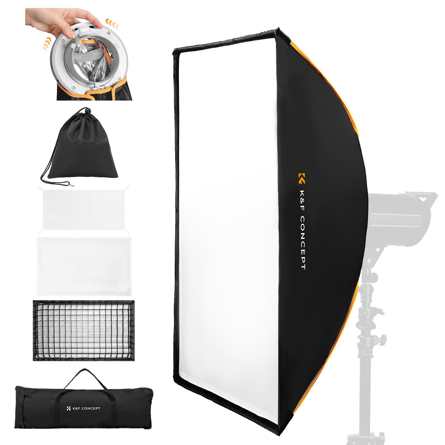 K&F CONCEPT Szybki montaż prostokątny softbox 60×90 cm