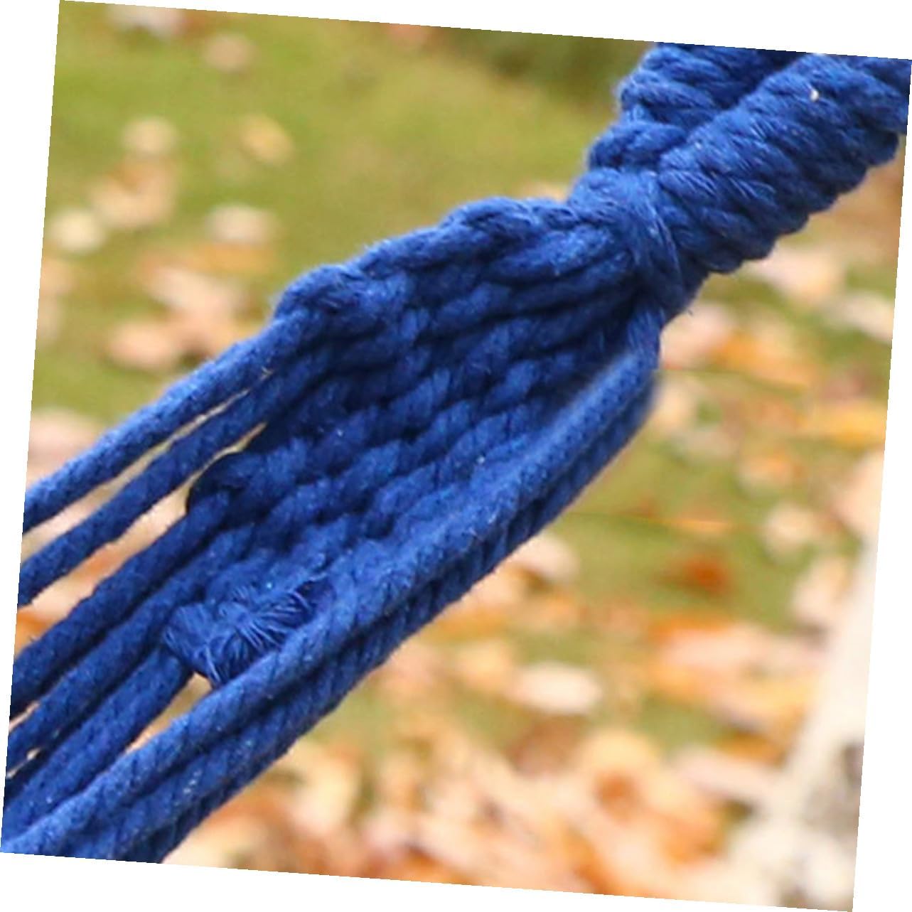 Double Thickened Canvas Swing Hammock Outdoor Camping Hanging Chair with Two Bind Ropes and Carry Bag Blue for Backpacking Travel and Relaxation