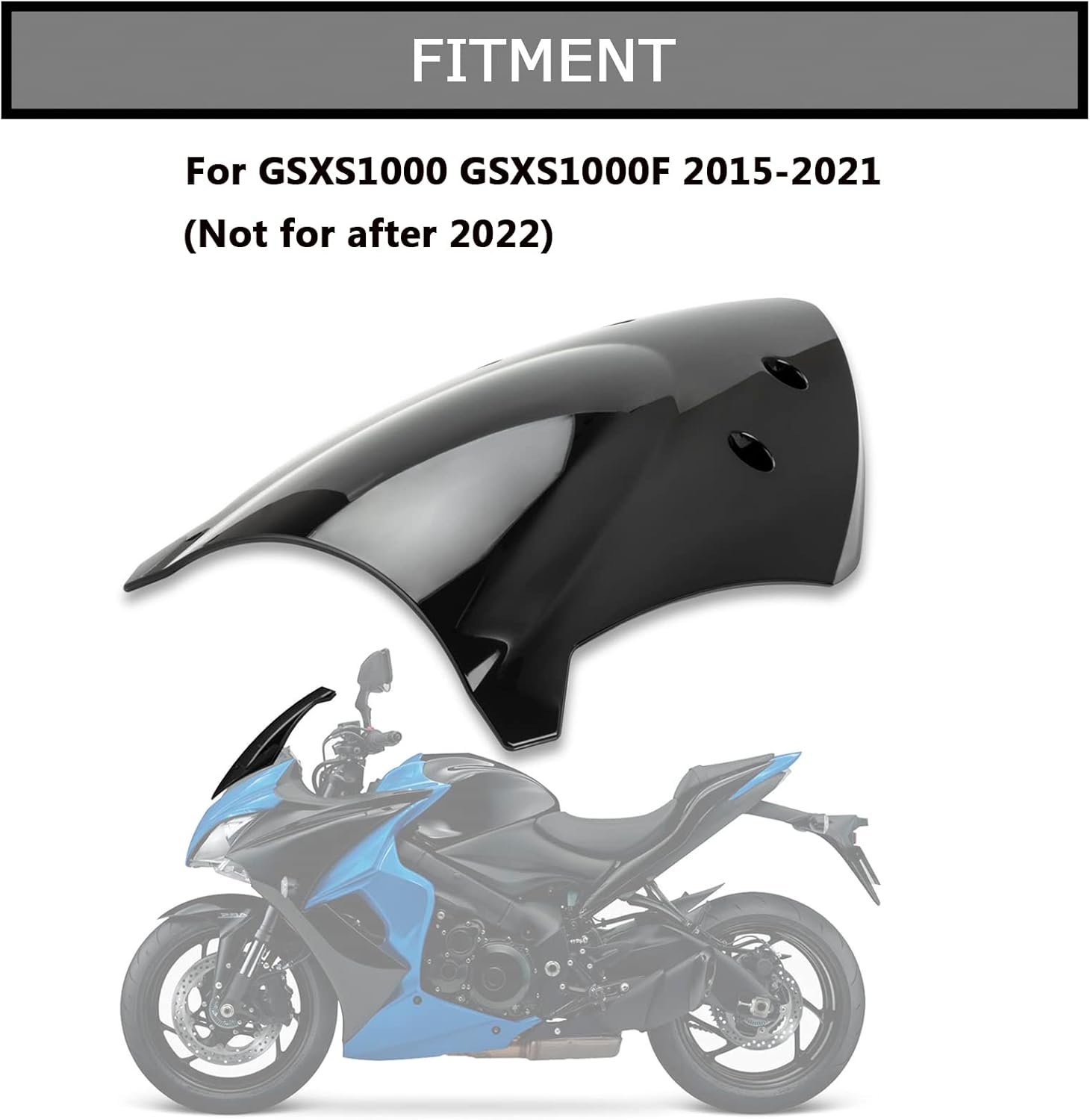 Windshield Windscreen Double Bubble for GSXS1000 GSXS1000F 2015-2021(Black)