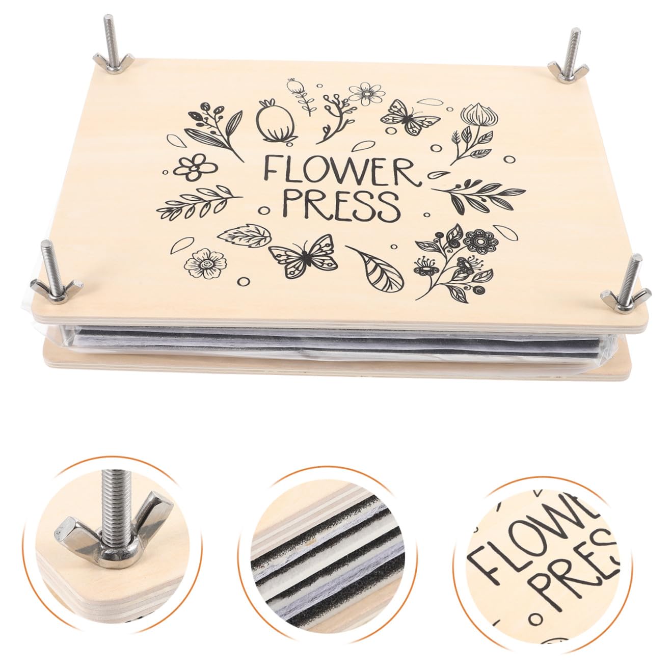 SUPVOX Strumento Professionale per Pressatura Fiori Piastre Essicanti Riciclabili in Legno e Metallo Kit per Foglie e Fiori, per Attività DIY per Adolescenti