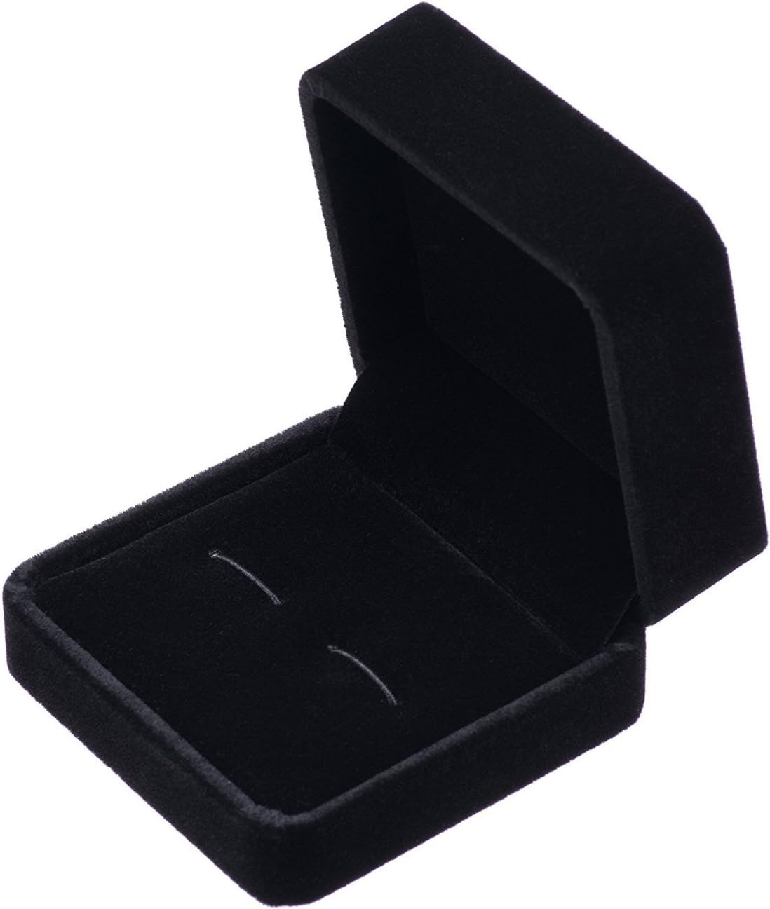 Small Dark Classic Velvet Cufflink Box Case (Black)