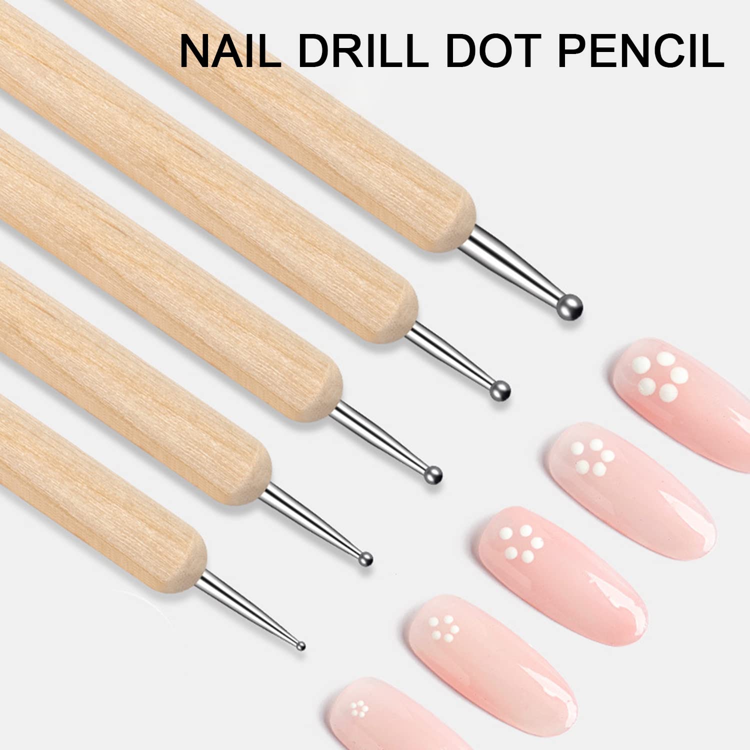 5 Pezzi Penne per Nail Art Attrezzi a Doppia Punta, Pennelli Unghie Doppia Testa, Decorazioni Unghie Penne Dotter