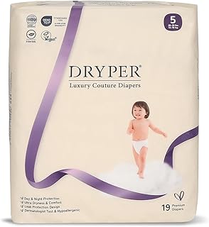 Baby Diaper,DRYPER Disposable Diaper Newborn Nappies Size 5 (13-18kg), 3D Leak Guards & Wetness Indicator, Ultra-Soft & Thin,Fast Water Absorption, 19 Nappies
