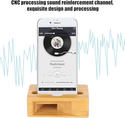 Miniatura 4 de Soporte de teléfono amplificador de altavoz y altavoz de madera compacto para teléfono de sonido, soporte de amplificador de escritorio para