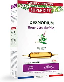 SUPERDIET – DESMODIUM - Bien-être du foie –Bien-être du foie, Draineur hépathique - Phytothérapie-Fabrication Française-20 ampoules 10 ml