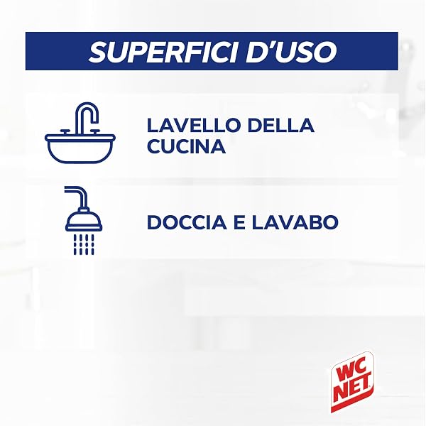 Wc Net Professional - Sturascarichi 5 Azioni in 1, Disgorgante Gel per Scarichi Professionale, con Agenti Salvatubi e Anticalcare, 1000 ml - 4